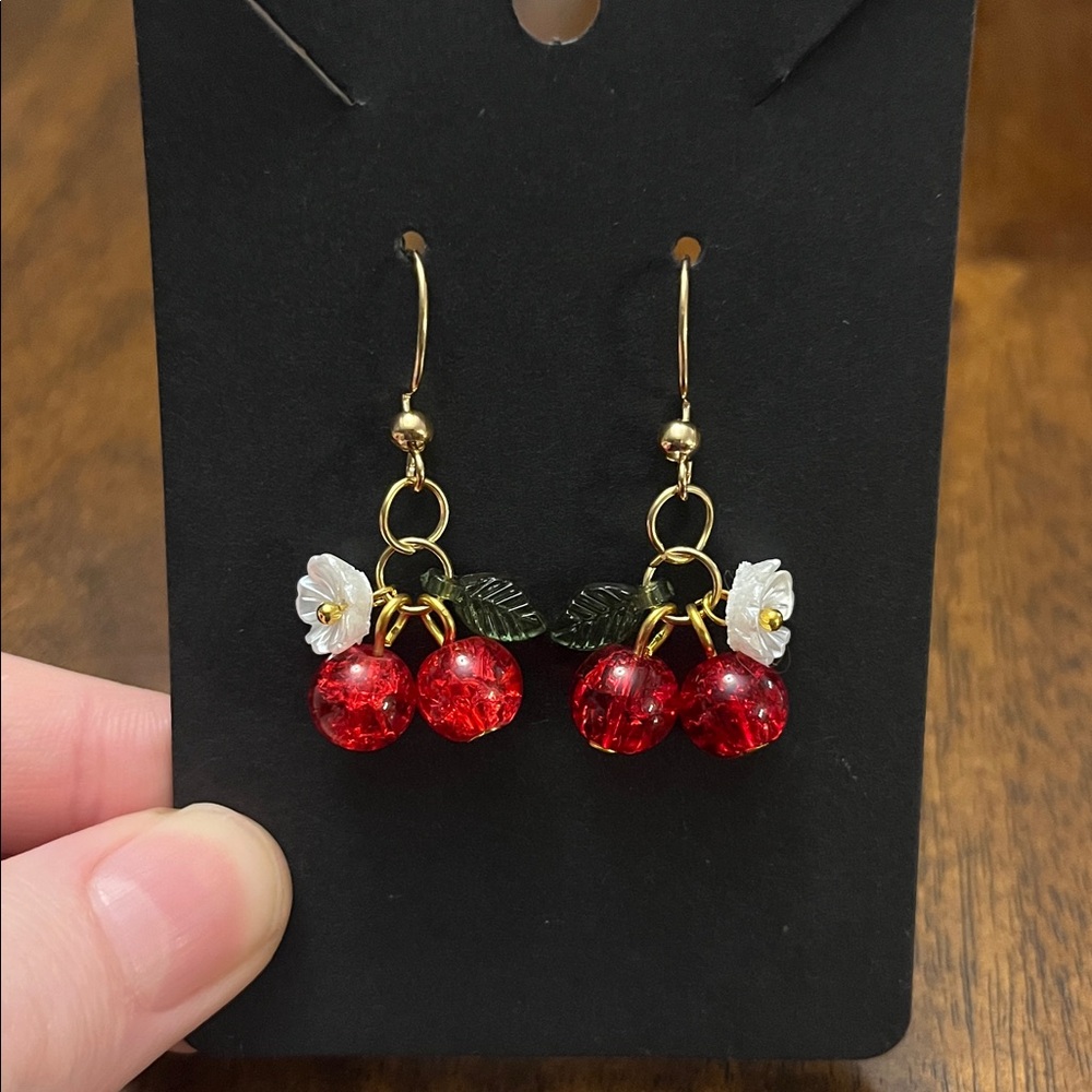 Handmade cherry earrings